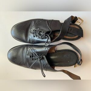 Marni Black Leather Cutout Oxford Loafer Sandals IT 40 / US 10